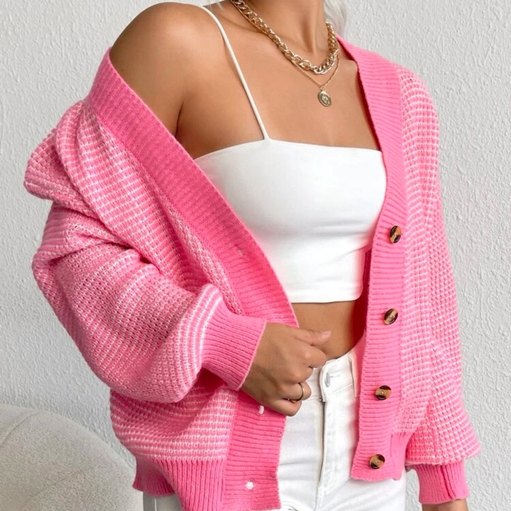 Pink cardigan, knitted fabric💖
